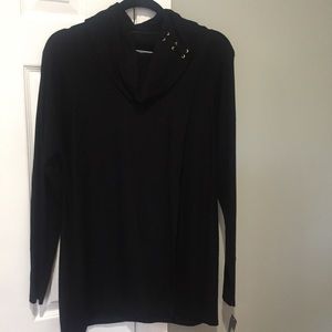 JM Collection Laceup Cowl Neck Sweater